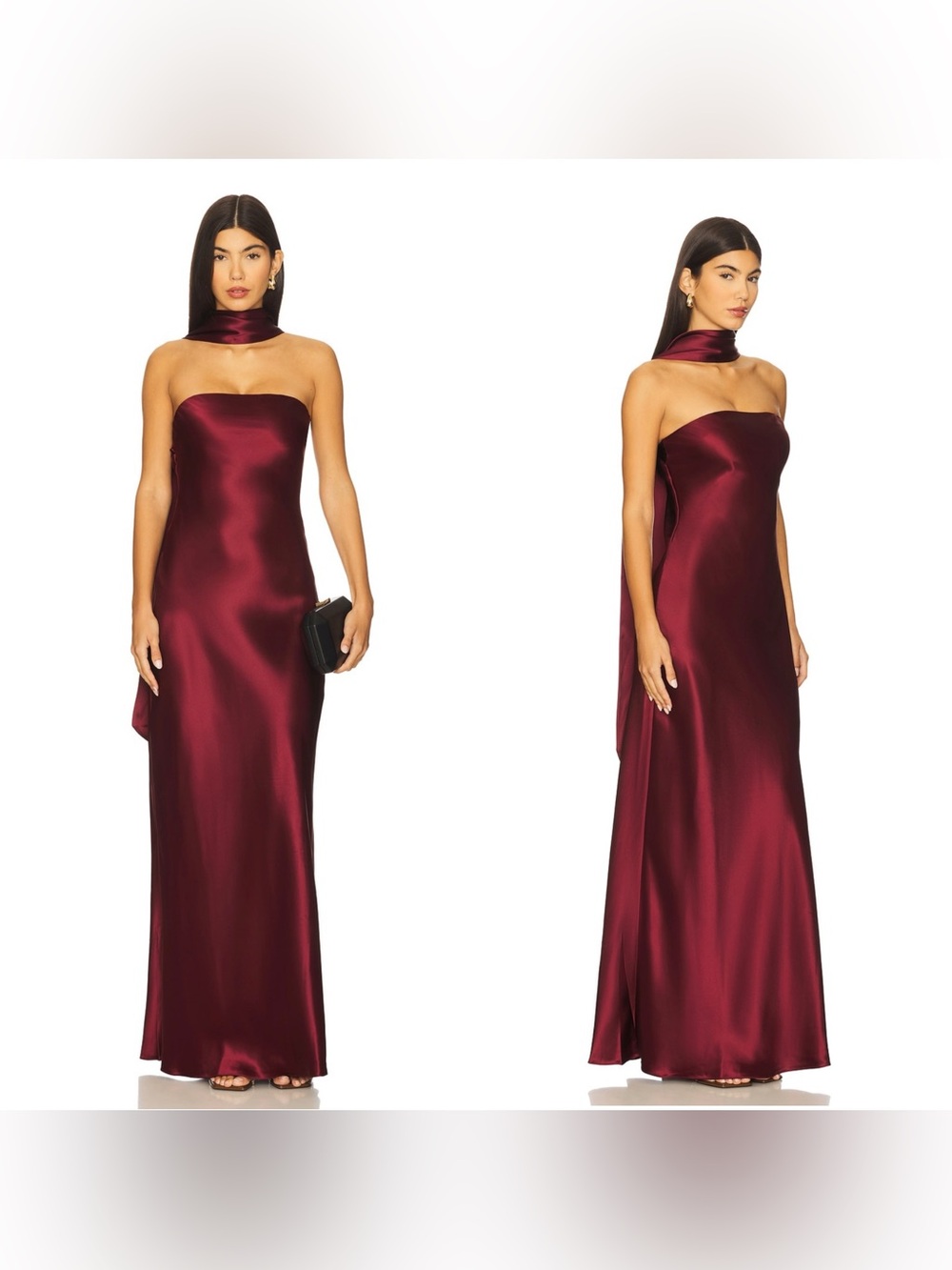 NWT MISHA The Lilia Satin dress in “Port”